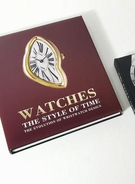 时尚腕表现代简约黑白灰样板间书房装饰书可翻页仿真书售楼处客厅