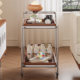 Middle-aged Bauhaus solid wood mobile cart sideboard