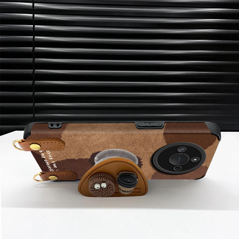 咖啡煤球适用荣耀X60手机壳X60Pro高级感女款X60i网红爆款X50GT超好看保护套honor全包贴皮磨砂防摔X30保护套 - 图2