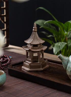 极速六角亭凉亭微景观小宝塔摆件造景园艺花盆水族箱鱼缸茶宠假山