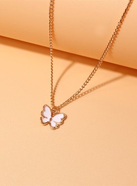 欧美时尚白色蝴蝶项链女 跨境个butterfly pendants  F19140