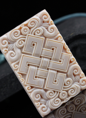 保真猛獁象牙白冰料雕刻保平安中国结文玩吊坠挂牌汽车挂件件饰品