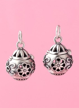 镂空925银香囊球挂件香丸球项链小挂坠车载随身汉服香薰球吊坠