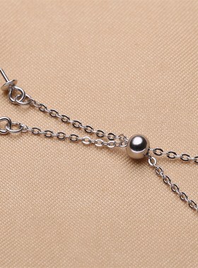 DIY配件s925银双珠调节链套链 K金同款项链吊坠项坠珍珠 手工饰品