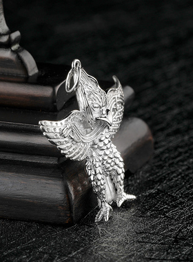 S925大鹏金翅鸟纯银吊坠民族风个性设计男女款复古吊坠