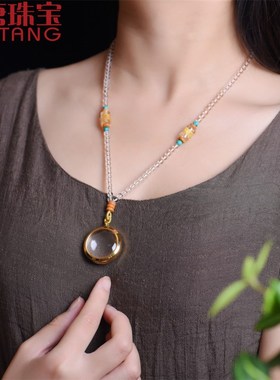 嘎乌盒吊坠水晶透明空心护身符挂件楞严咒可打开不掉色项链男士