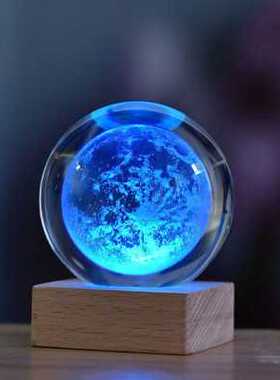 极速银河土星太阳系水晶球发光粉色玻璃简约送礼生日快乐创意桌面