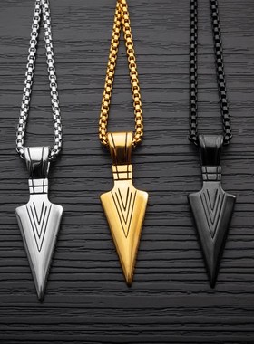 Titanium steel jewelry retro personality spearhead pendant