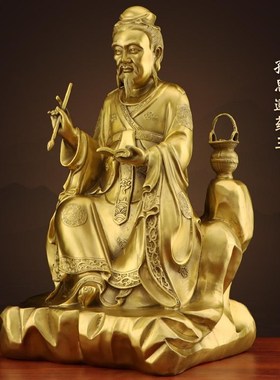纯黄铜孙思邈铜像摆件药王孙思邈神像药店供奉Q医仙妙应孙真人大