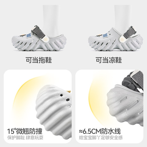 巴拉巴拉儿童拖鞋男童夏季宝宝洞洞鞋包头软底小孩中大童沙滩凉鞋 - 图3
