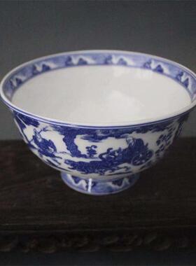 新品大清乾隆年制青花p人物鬼谷子下山纹碗仿古摆件瓷器古玩做旧