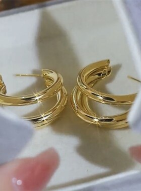 新品耳环20f23年新款潮金属大夸张圆圈气质金色耳圈大嫂同款圈圈