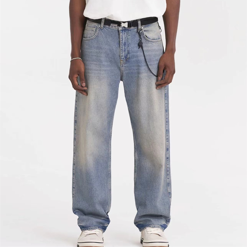 【现货】WE11DONE TRACK裤子美式极简猫须水洗冰蓝直筒牛仔裤长裤