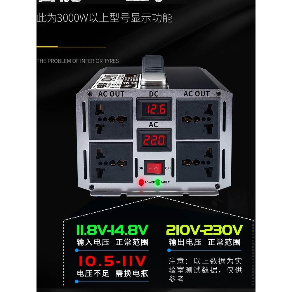 逆变器大功率12v24v48v60v转220v电瓶转换器车载纯正弦8000w智能 - 图3