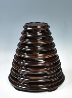 速发黑檀木雕素圆座底座实木 佛摆像件底形 花瓶茶壶茶具底座木质