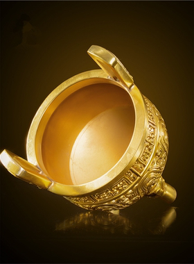 铜鼎摆件黄铜三足圆鼎香炉招財鼎盛千秋圆鼎大号克鼎开业礼品摆设