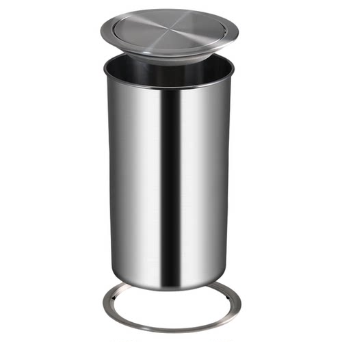 厨房垃圾桶台面嵌入式桶形翻盖不锈钢桌面悬挂隐形家用商用卫生间 - 图3