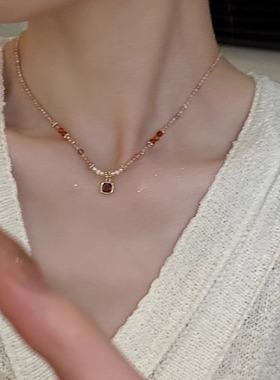 淡水珍珠项链女天然石锁骨链手串