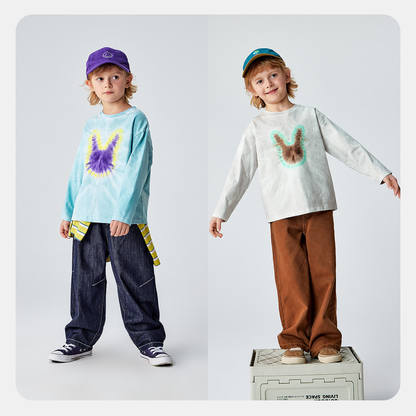 迷你巴拉巴拉男童长袖T恤儿童亲肤纯棉透气萌趣扎染打底衫2026春,淘宝优惠券,粉丝福利购,淘宝优惠卷