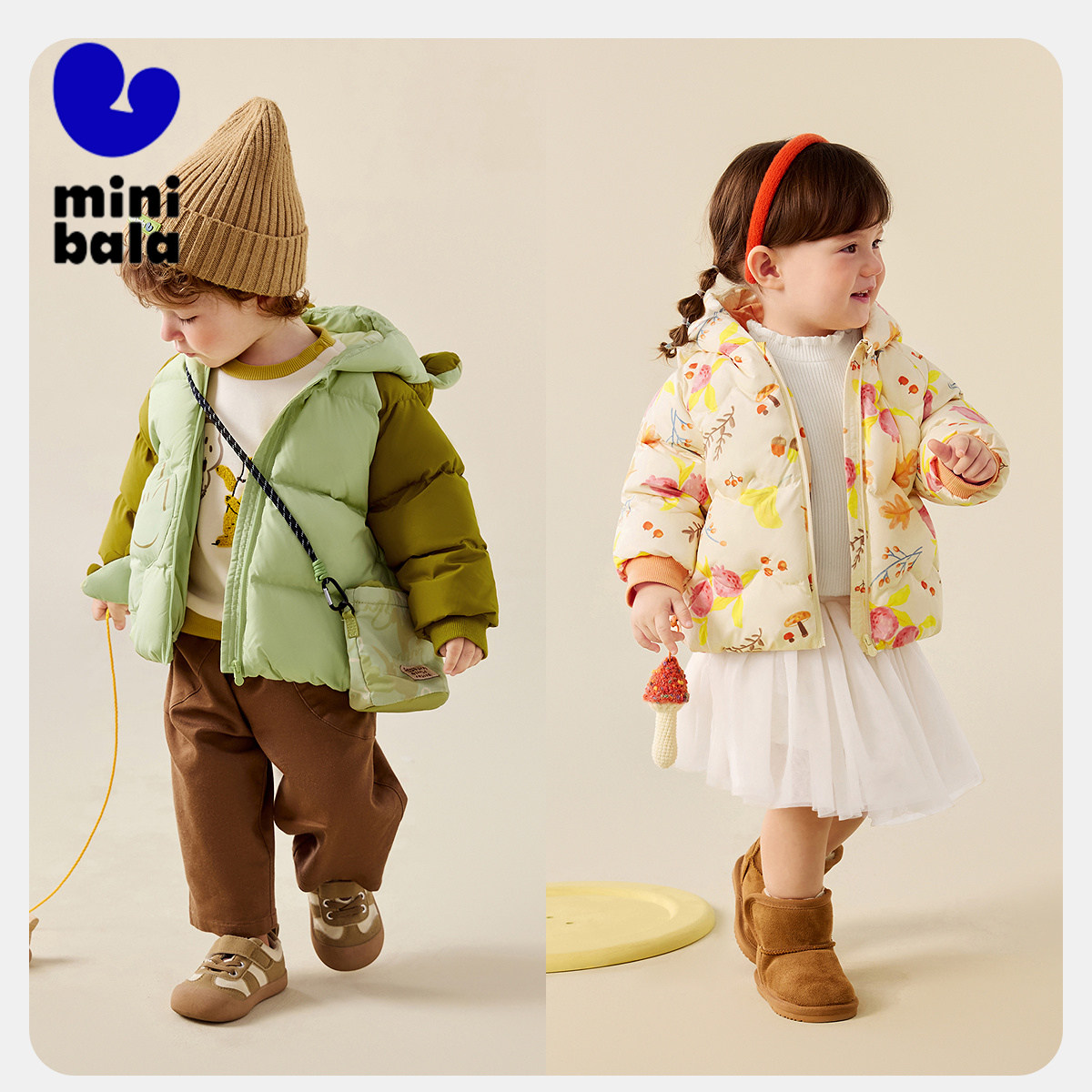 迷你巴拉巴拉女童羽绒外套动物造型帽柔软儿童三防冬装宝宝羽绒服,淘宝优惠券,粉丝福利购,淘宝优惠卷