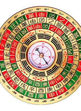 新品罗盘摆件八卦高精度s纯铜随身三元三合综合盘专业寻龙指南针