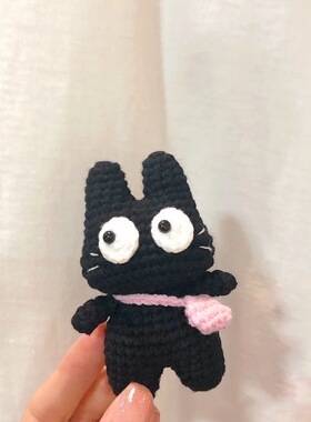 新品diy钩针黑猫挂件毛线手工编织材料包M小猫包挂钥匙扣自制玩偶