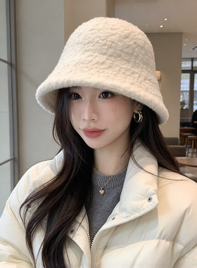 渔夫帽逛街休闲女秋冬羊毛加绒