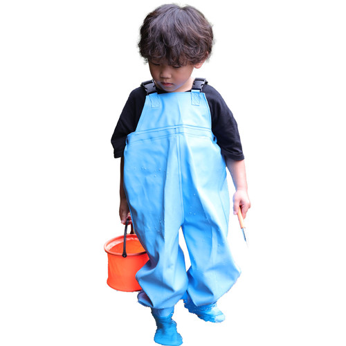 新品儿童玩水连体下水裤幼儿w园防水衣服赶海小孩雨鞋男女抓鱼雨 - 图3