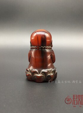 新品牦牛角莲花童子小和q尚挂件牛角手把件小摆件文玩小沙弥角雕