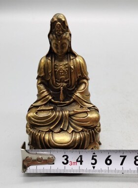 新品古玩杂项收j藏仿古观音摆件坐莲花观音佛堂供奉工艺品摆件