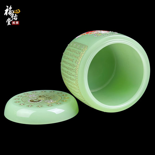 新品手工彩绘地藏王青琉璃u骨灰坛罐盅桶骨灰盒玉石冬瓜坛大号殡 - 图2