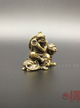 新品实心黄铜十八罗汉小摆件迷你铜E骑虎伏虎罗汉挂件铜人钥匙扣