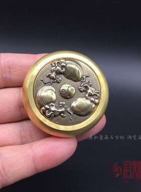 新品抛光黄铜扭转乾q坤铜把件 双牛可转动铜钱创意礼物