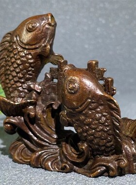 极速古玩复古仿古铜鲤鱼r跃龙门年年有鱼聚财礼品办公室茶台茶宠