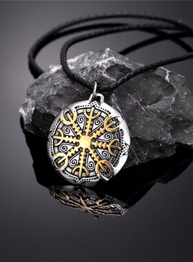 极速Never Fade Norse Compass Gold ColHor Necklace Men Viking