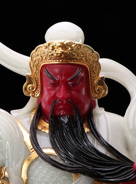 极速韦陀伽蓝护法佛像 供奉台湾汉E白玉翠玉韦陀摆件关公神像韦驮