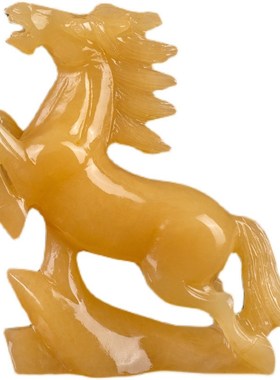 速发米黄玉石品玉雕工艺马玉器原石雕办玄关电视柜刻公室装饰摆件