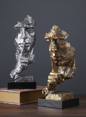 速发创意简沉约默是金摆件复古雕塑办装室客厅艺术品办公桌公饰