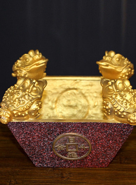 极速纯铜招财四方斗日进斗t金家用客厅摆设金蟾聚宝盆开业礼品装