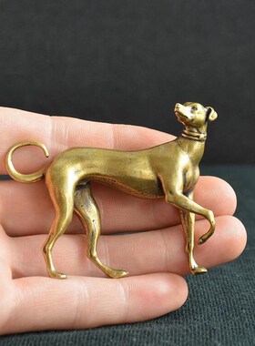 极速黄铜十二生肖狗摆件实心纯铜金狗旺财手把件站立X小狗铜细狗