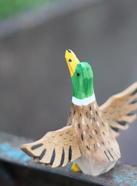 鹿妖商店 自由鸭 救赎鸭 绿头鸭木雕 木鸭子 纯手工雕刻 实木摆件