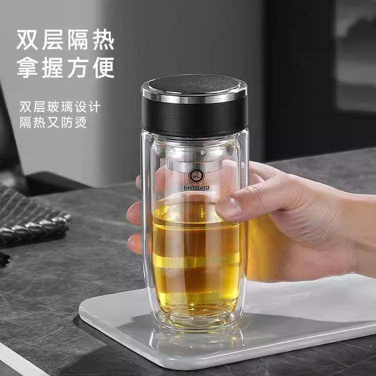 明霞双层鹅蛋大肚杯高硼硅水杯定制LOGO印字男士印字玻璃杯小礼品,淘宝优惠券,粉丝福利购,淘宝优惠卷