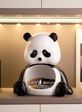 熊猫入户玄关钥匙收纳托 托盘摆件家居客厅桌面酒柜电视柜装饰品