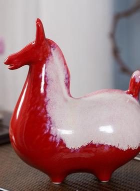 新中式陶瓷小马摆件家居饰品书房博古架唐马 客厅玄关装饰工艺品