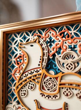 梯木叠雕创意玄关电视柜酒柜桌面小摆件客厅轻奢高档乔迁新居礼物