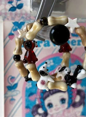 极速赵露思同款童趣小狗手u链女款闺蜜琉璃手串陶瓷卡通可爱串珠