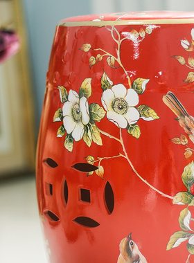 新品新中式陶瓷鼓凳客厅装v饰摆件美式玄关梳妆换鞋凳子大号坐凳