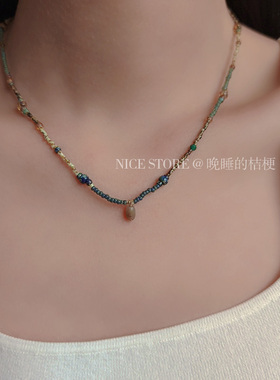 极速售完无补新中式复古串珠水滴吊坠项链中Q国风小众设计叠戴颈