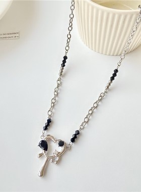 极速爱心锆石项链女l夏轻奢小众设计甜酷风辣妹配饰锁骨链2024年