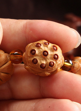 极速佑善b阁南工橄榄核手串核雕九转莲花文玩把玩橄榄胡莲蓬手链